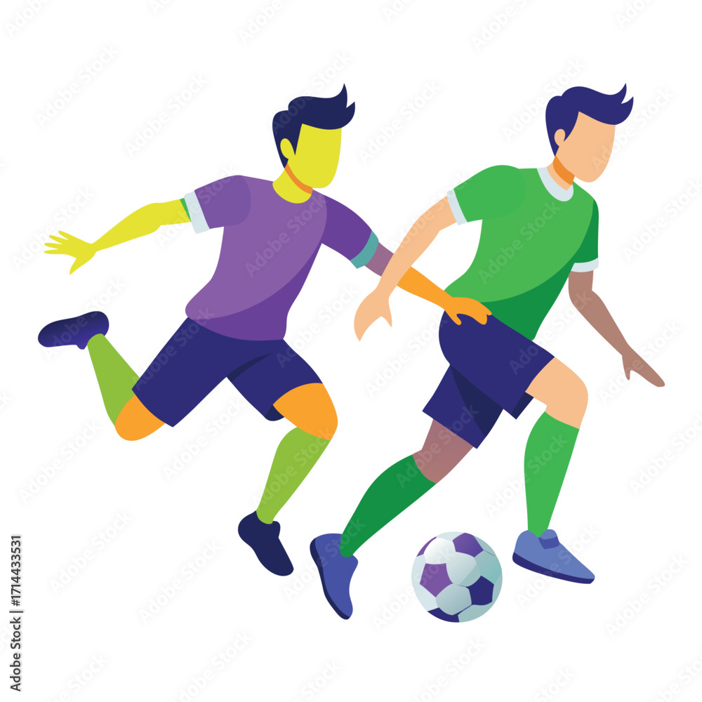 Obraz premium Dynamic action scene of two young men playing soccer