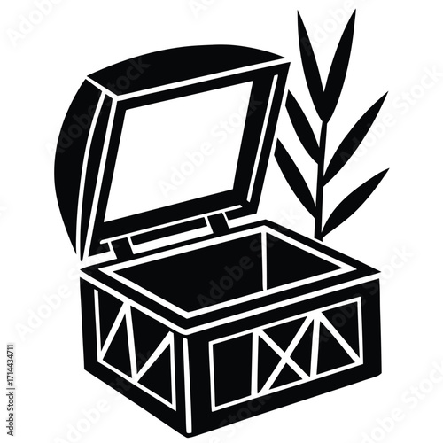 bamboo jewelry box vector icon