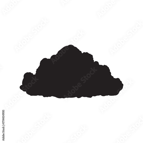 Solitary Black Cloud Silhouette Against a Plain White Background
