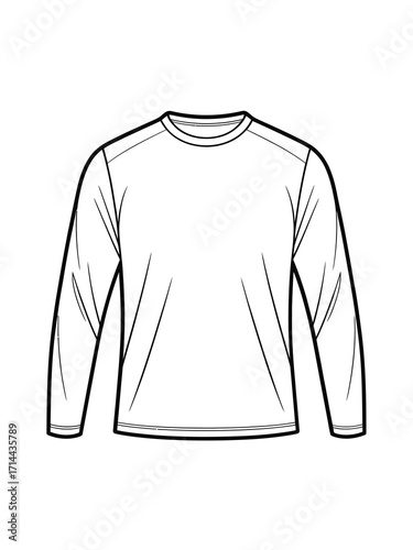 Clean line drawing of a long sleeve t shirt fashion sketch