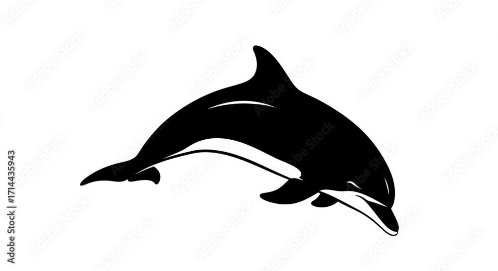 Obraz premium Silhouette of a dolphin leaping out of water.