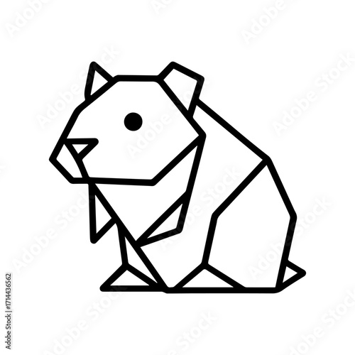 Line icon origami hamster vector on a white background
Vector icon on a white background