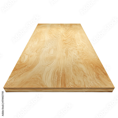 Png of topdown view of a sheet of plywood showing the wood grain isolated on transparent background
