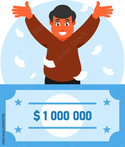 Lottery Winner – Success, Jackpot, and Celebration Vector Illustration