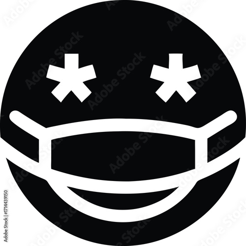 Dizzy face emoji wearing medical face mask symbol graphic design element vector