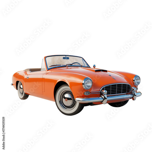 orange car isolated on transparent white background, clipping path