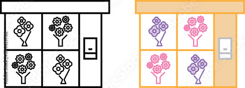 Flower machine icon, bouquetomat vending machine icon, vector illustration