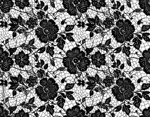 Black lace pattern with floral design