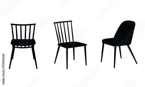 WebSleek chair silhouettes offering versatile seating options for modern home decor, office spaces, or stylish furniture catalogues, perfect for creating a contemporary aesthetic with clean lines