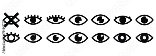WebExpressive eye icons showcase vision, perception, and observation concepts, perfect for ophthalmology, marketing, or design projects needing a modern and symbolic visual element