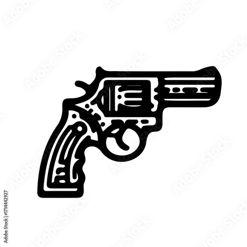 Revolver Black and White Vector Icon