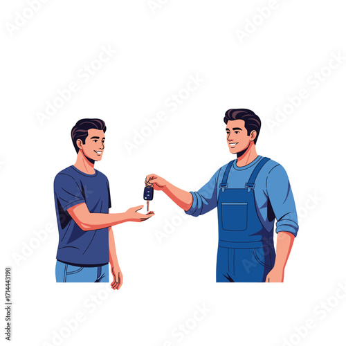 Automotive Technician Working on Car Headlight in Garage  Vehicle Maintenance and Repair Illustration Depicting Professional Service with Tools