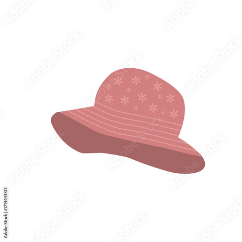 Fedora hat illustration. Beautiful hat illustration. Beach hat illustration. Women's hat illustration. Minimalist hat illustration. Flat design of women's hat