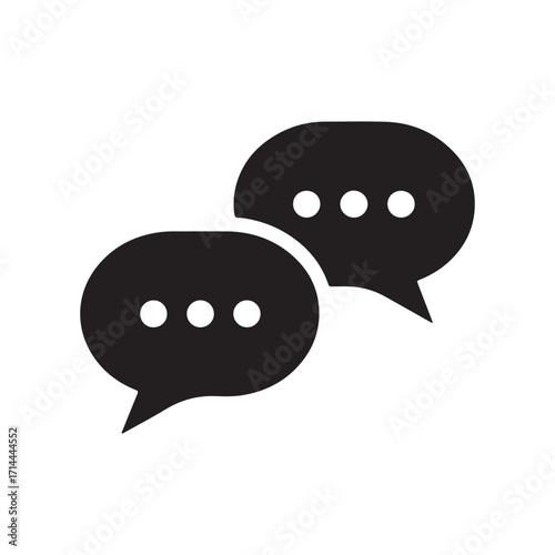 Two Black Chat Bubbles with Three Dots, Isolated on a White Background
