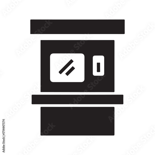 Flat vector glyph icon of a ticket booth or service kiosk