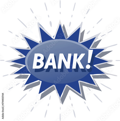 Explosive bank money symbol with radial rays and blue starburst effect vector