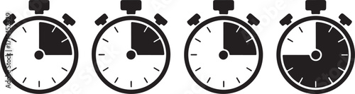 Stopwatch Icon Set: Time Management, Productivity, and Deadline Symbols for Projects