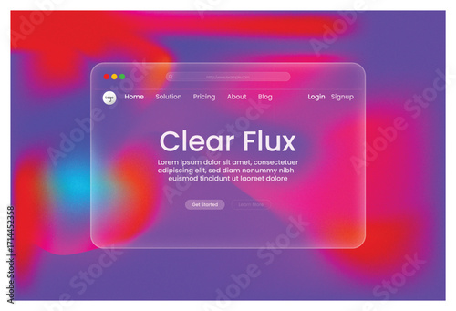 Clear Flux Website Design Modern UI UX Glassmorphism Interface Landing Page Template Web Design Inspiration Futuristic