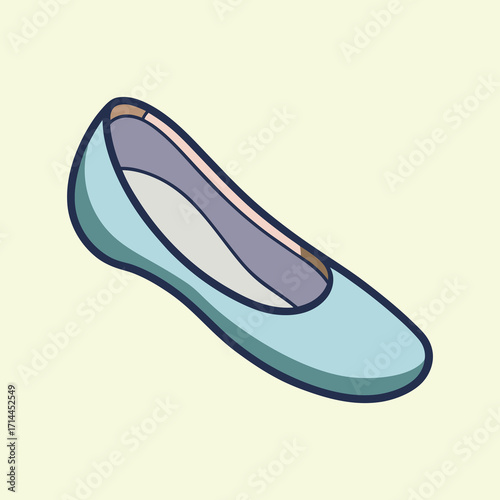 Illustration of a light blue ballet flat shoe on gray background