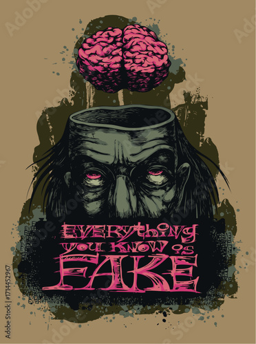 Fake Knowledge Zombie Brain T-Shirt Design