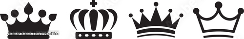 Royal Crown Vector Set for Regal Designs and Decorative Applications in Graphic Projects