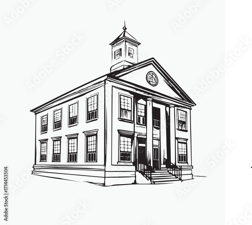 sketch of an old school building