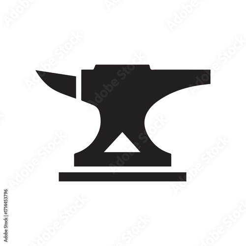 Black Anvil Silhouette on White Background Forging Metalworking Tool Art