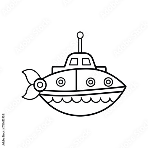 underwater vessel outline coloring book page vector illustration line art drawing