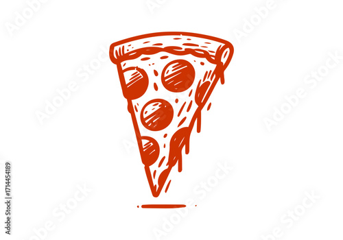 Slice of pizza hand drawn sketch vector illustration