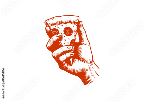 Slice of pizza hand drawn sketch vector illustration