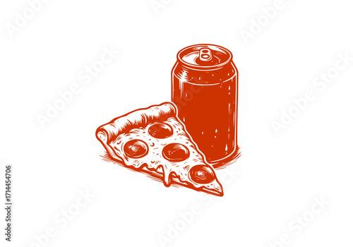 Slice of pizza hand drawn sketch vector illustration