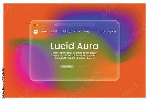 Lucid Aura Website Design Modern UI Colorful Gradient Frosted Glass Web Layout Landing Page Homepage Login Signup