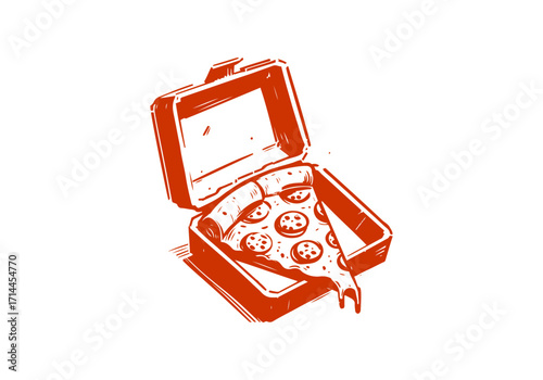 Slice of pizza hand drawn sketch vector illustration