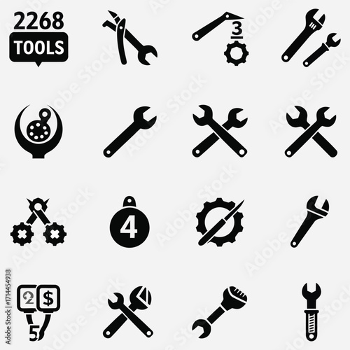 Essential Toolkit Icons Diverse Vector Collection for Repair, Settings, and Construction Projects