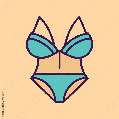 Stylish OnePiece Swimsuit Illustration with Modern Design and Vibrant Summer Colors