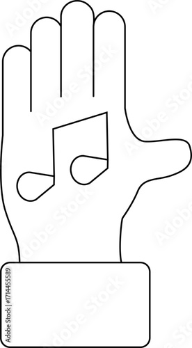 palm icon and musical note icon with black background