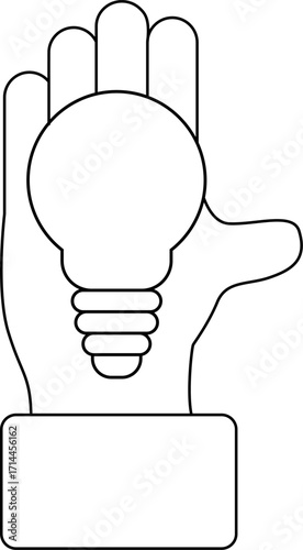 palm icon and light bulb icon with black background