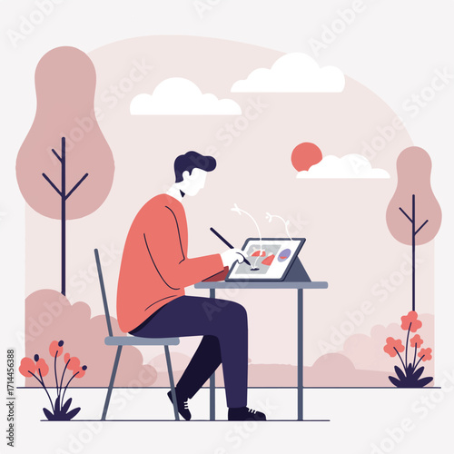 Person drawing on tablet