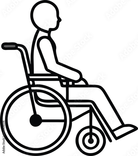 Simple silhouette icon person sitting in a wheelchair for accessibility and mobility aid vector