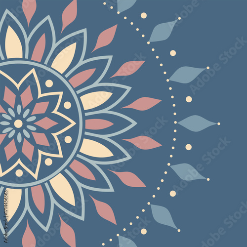 Elegant mandala design with soft colors creates a feeling of calm and peaceful relaxation