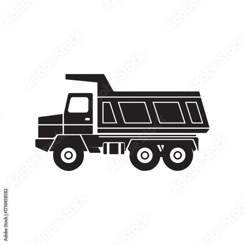 Black Dump Truck Side View