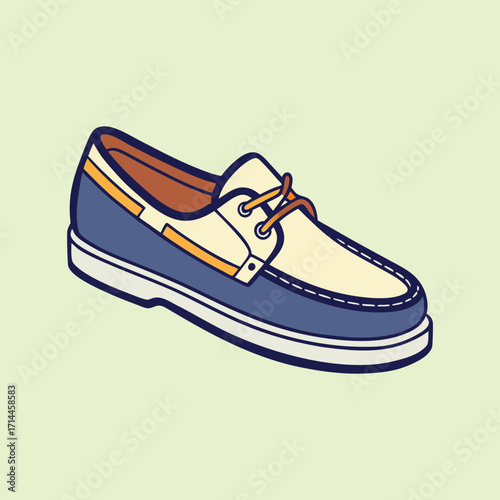 Illustration of a stylish boat shoe or deck shoe with clean lines