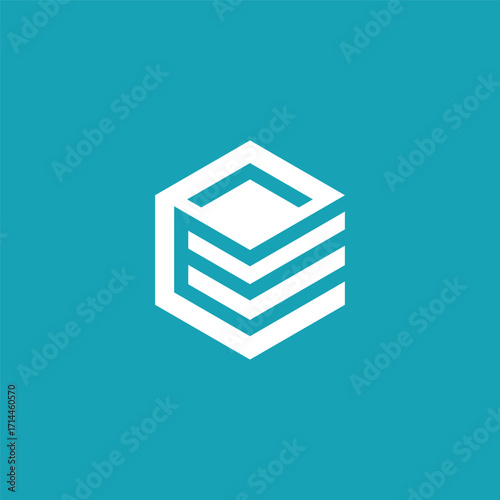 Cube Hexagon Letter E Logo Design Vector Template