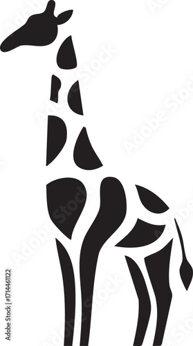 Simple Patterned Baby Giraffe Silhouette Standing