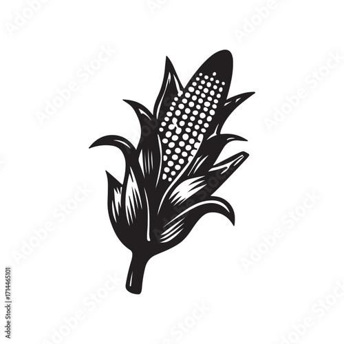 Black and White Stylized Corn on the Cob