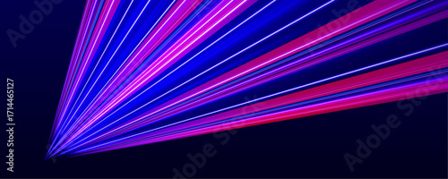Abstract shapes and glowing patterns form a visual rhythm of movement. The blend of colors creates a cyberpunk atmosphere. This artwork embodies futuristic velocity.