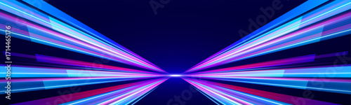 Blazing light streaks twist into a vortex, evoking the idea of fast-paced transformation. Digital patterns blend with motion effects. It's a visual metaphor for rapid innovation.