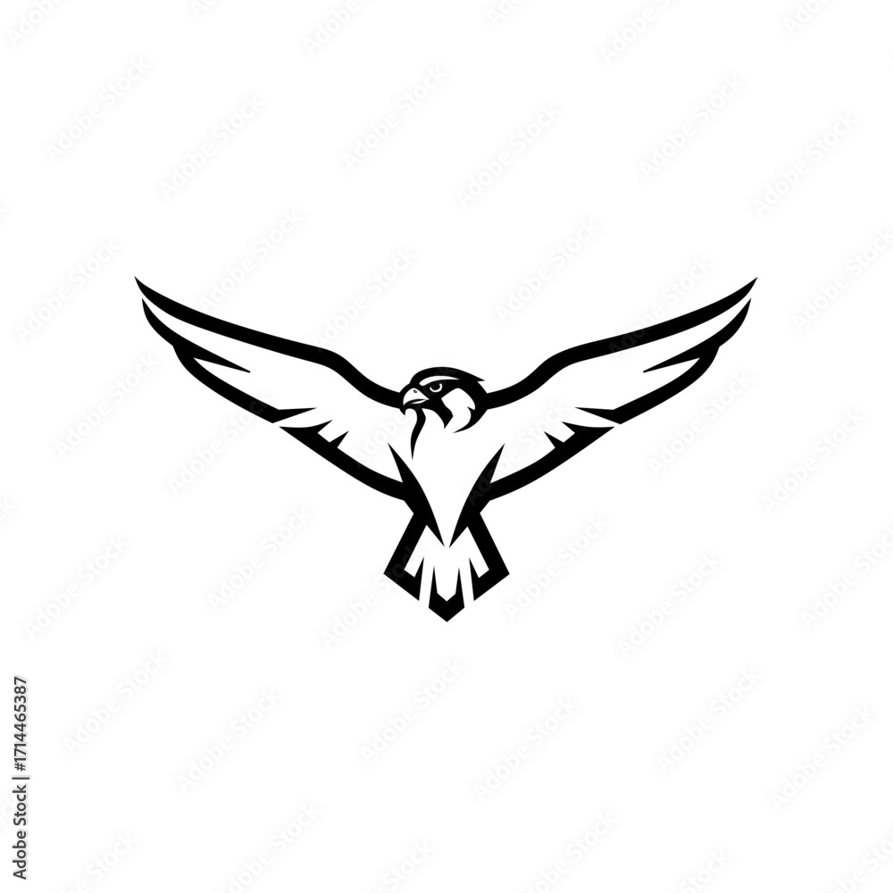 Obraz premium Falcon Logo - Minimalist Hawk With Spread Wings