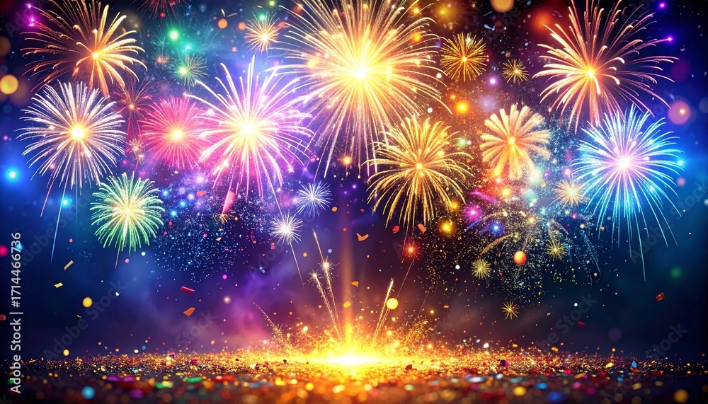 Fototapeta premium Festive Fireworks Night for New Year