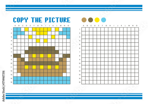 Copy the picture grid drawing worksheet for kids. Pixel art ark